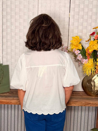 Bloom and Bird Embroidered Blouse