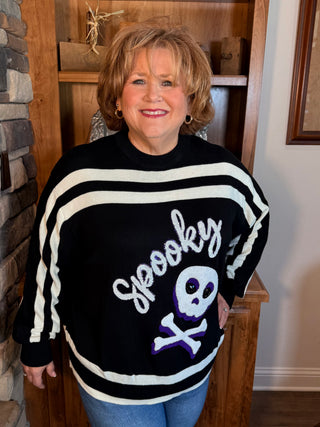 Queen of Sparkles Black Skull & Crossbones Sweater