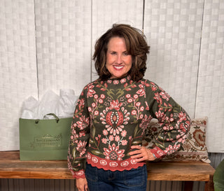 THML Olive and Rose Sweater