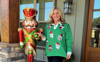 Fantastic Fawn Collared Christmas Sequin Top