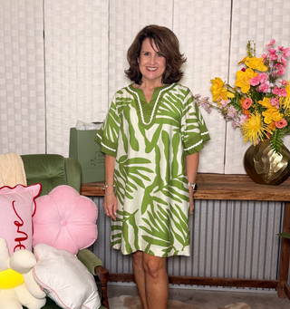 She & Sky Lime Green Print Dress