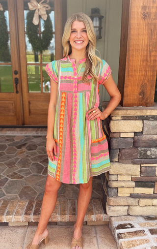 Confetti Stripe Flutter Dress