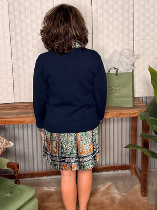 Navy Haven Layered Sweater Dress