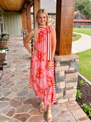 Coral Coast Mixed Print Maxi Dress