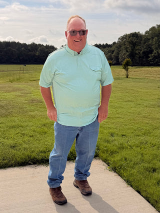 BCR Green Gingham Pearl Snap Polo