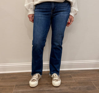 Risen High Rise Crop Frayed Hem Jeans