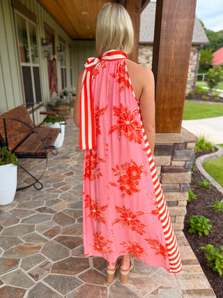 Coral Coast Mixed Print Maxi Dress