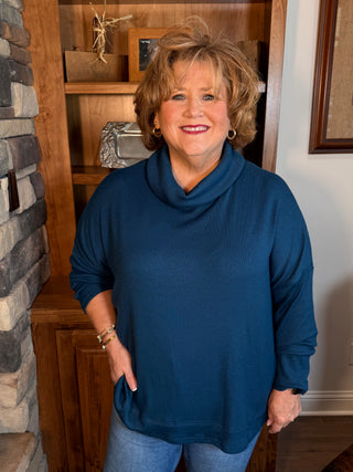 She & Sky Cowl Neck Long Sleeve Top