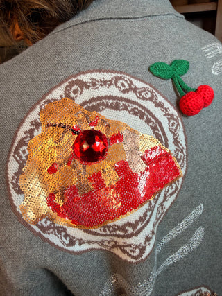 Queen of Sparkles Charcoal Pie Slice Sweater