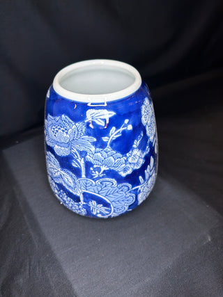Cobalt Blue & White Botanical Porcelain Vase