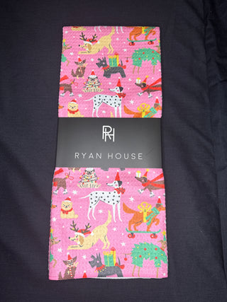 Ryan House Pink Dogs Love Christmas Too Tea Towels