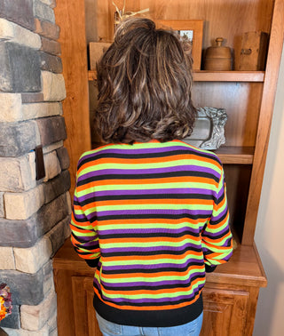 Queen of Sparkles Striped Spooky Sweater