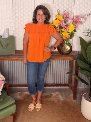 Camille Pintuck Flutter Sleeve Top