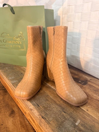 Demi Camel Woven Block Ankle Boot