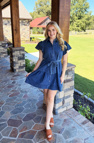 She & Sky Flirty Denim Dress