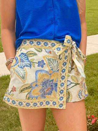 Santorini Bloom Wrap Skort