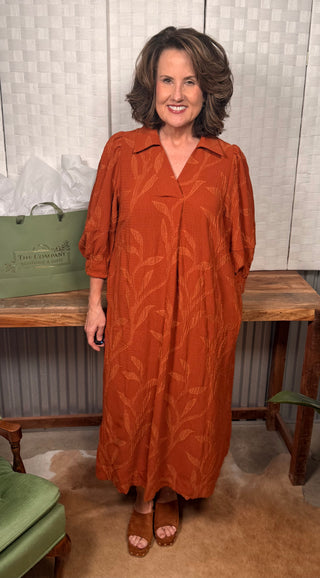 Umgee Rust Autumn Midi Dress