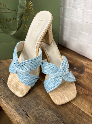 The Santiago Light Blue Raffia Summer Heel