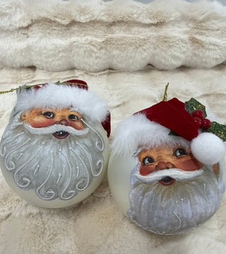Glass Santa Ball Ornament with Felt Hat