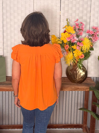 Camille Pintuck Flutter Sleeve Top