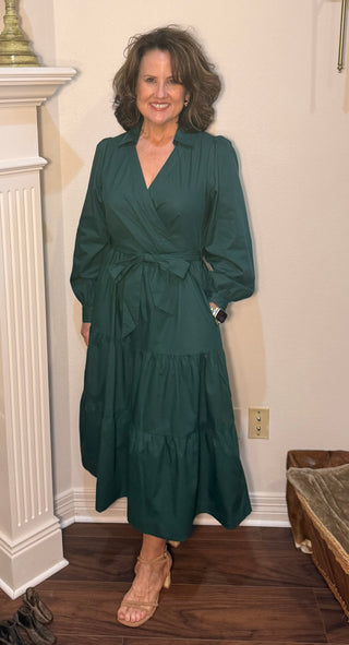 She & Sky Tiered Midi Dress with Pockets