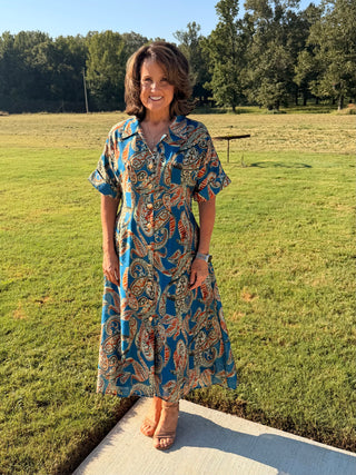 THML collared Paisley Shirt Dress