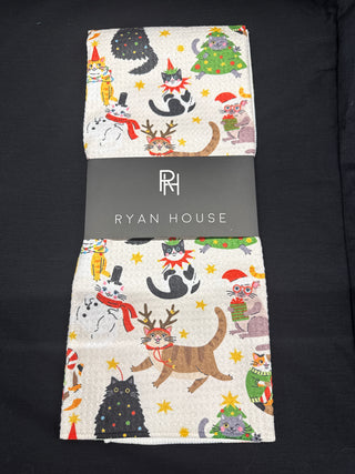 Ryan House Cats Love Christmas Too Tea Towels