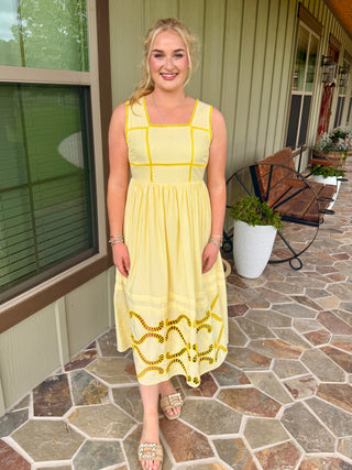 Sunshine Stroll Stripe Midi Dress