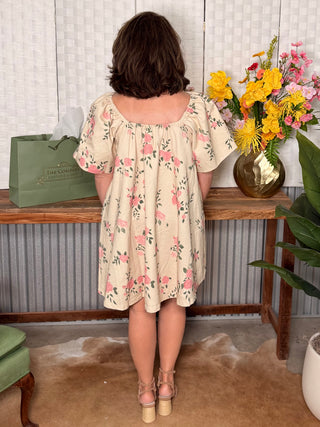 Rosette Garden Denim Dress