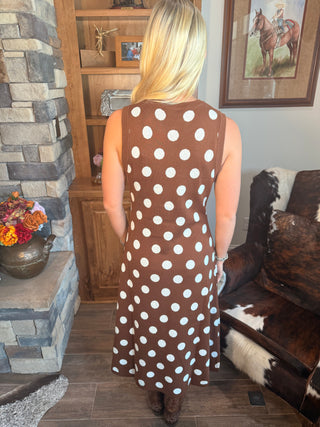 Queen of Sparkles Polka Dot Pumpkin Knit Tank Dress