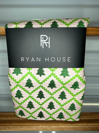 Ryan House Pink and Green Christmas Tree Tea Towel