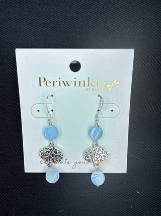 Blue Beaded Filigree Drop Earrings