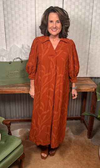 Umgee Rust Autumn Midi Dress