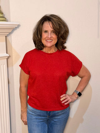 She & Sky Ruby Glow Knit Top