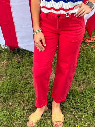 Risen Scarlet HR Ankle Cuff Barrel Jeans