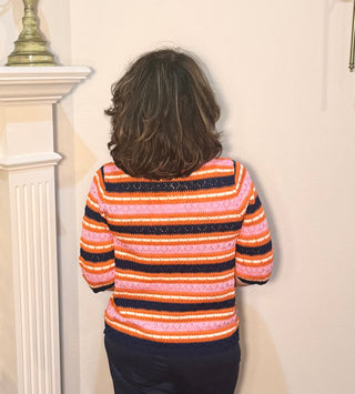 THML Short Sleeve Striped Knit Sweater