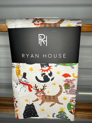 Ryan House Cats Love Christmas Too Tea Towels