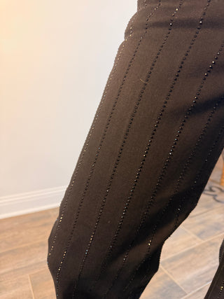 Risen High Rise Crop Wide Rhinestone Black Pants Plus