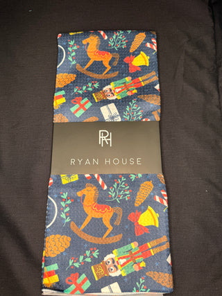 Ryan House Navy Rocking Horse / Nutcracker Christmas Tea Towel