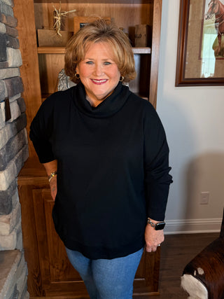 She & Sky Cowl Neck Long Sleeve Top