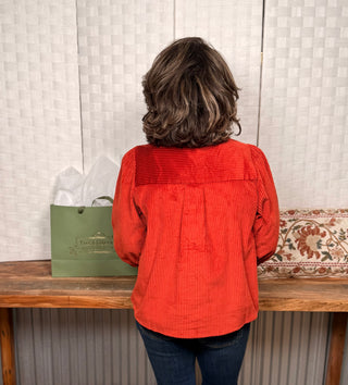 Voy Corduroy Button Front Blouse