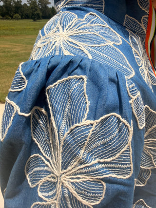 Coastal Bloom Embroidered Dress