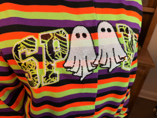 Queen of Sparkles Striped Spooky Sweater