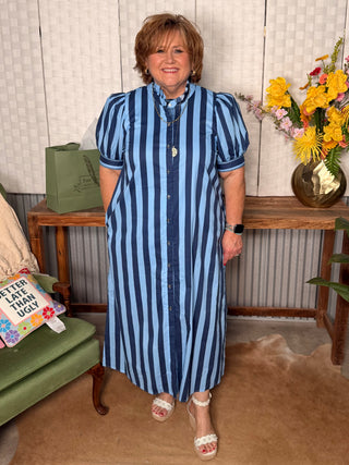 Harbor Breeze Stripe Midi Dress