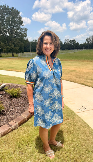 Coastal Bloom Embroidered Dress