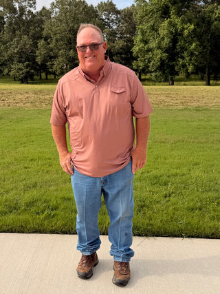 BCR Heathered Tan Pearl Snap Polo