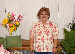 Umgee Floral Toile Smocked Detail Blouse