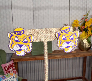 Licensed LSU Mascot Stud Earrings