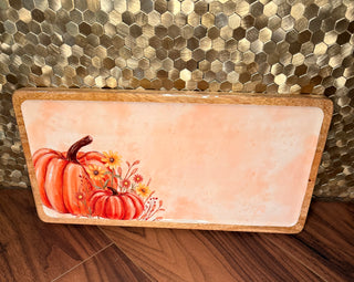 Mango Wood Pumpkin Fall Tray