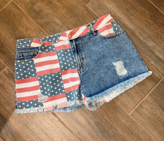 Freedom Patch Denim Short Shorts